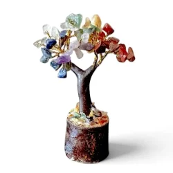7 chakra tr� med �gte krystaller og spirituel energi 12 x 8 cm