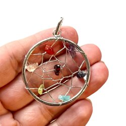 Chakra drmmefanger vedhng i slvmetal  4 cm - Model A