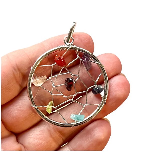 Chakra drmmefanger vedhng i slvmetal  4 cm - Model A