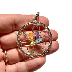 Chakra drmmefanger vedhng i slvmetal  4 cm  Model B