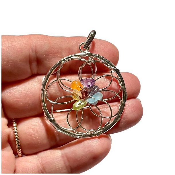 Chakra drmmefanger vedhng i slvmetal  4 cm  Model B