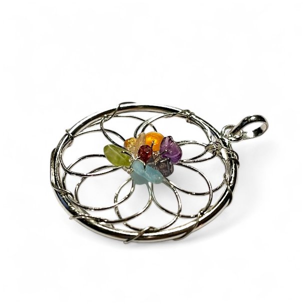 Chakra drmmefanger vedhng i slvmetal  4 cm  Model B