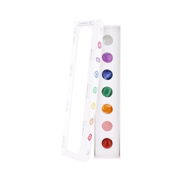 7 Chakra Krystalst i Gaveske - Hj Kvalitet til Energi og Balance