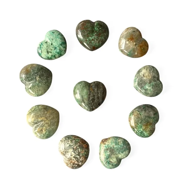 Smukke Hjerter i Chrysocolla � Udtryk af Harmoni 35 mm