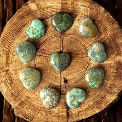 Smukke Hjerter i Chrysocolla � Udtryk af Harmoni 35 mm