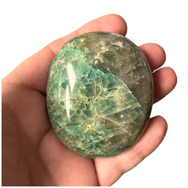 Meget smuk gr�n chrysocolla h�ndsten � unik palmstone p� 6,5 x 5,5 x 2,7 cm