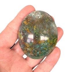 Meget smuk gr�n chrysocolla h�ndsten � unik palmstone p� 6,1 x 5 x 3 cm