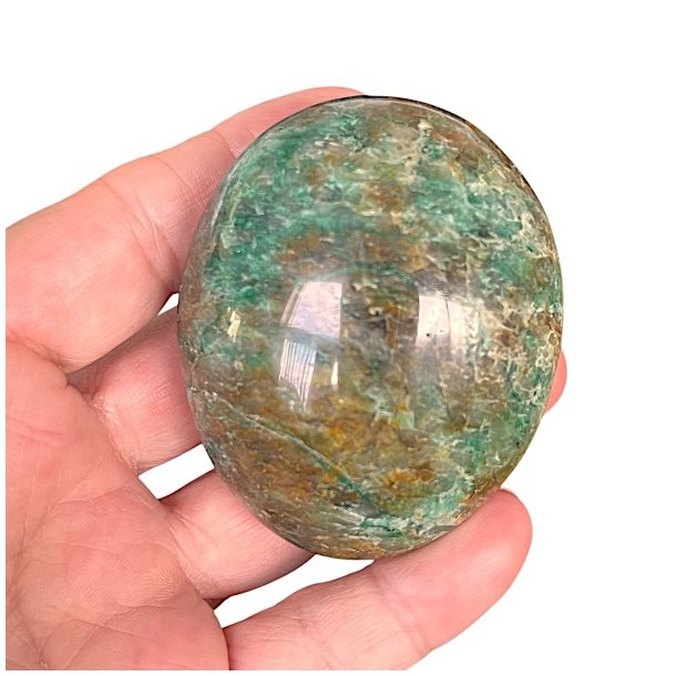 Meget smuk gr�n chrysocolla h�ndsten � unik palmstone p� 6,2 x 5,2 x 3,6 cm