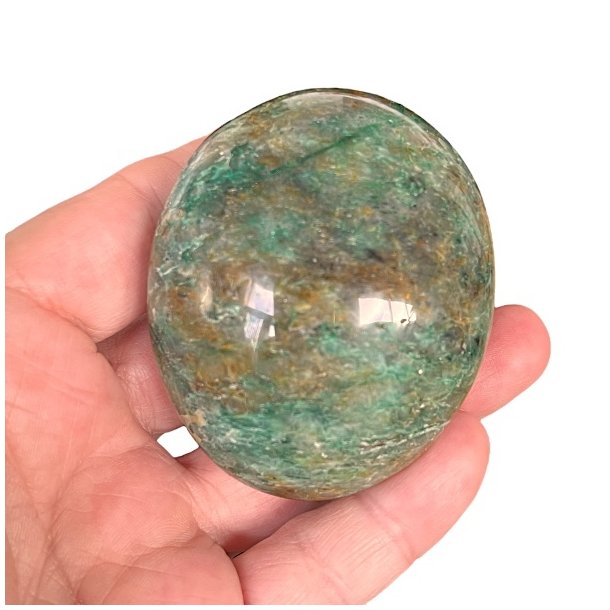 Meget smuk gr�n chrysocolla h�ndsten � unik palmstone p� 6,2 x 5,2 x 3,6 cm