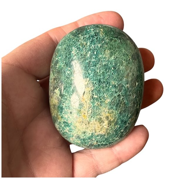 Meget smuk gr�n chrysocolla h�ndsten � unik palmstone p� 6,6 x 5 x 3,3 cm