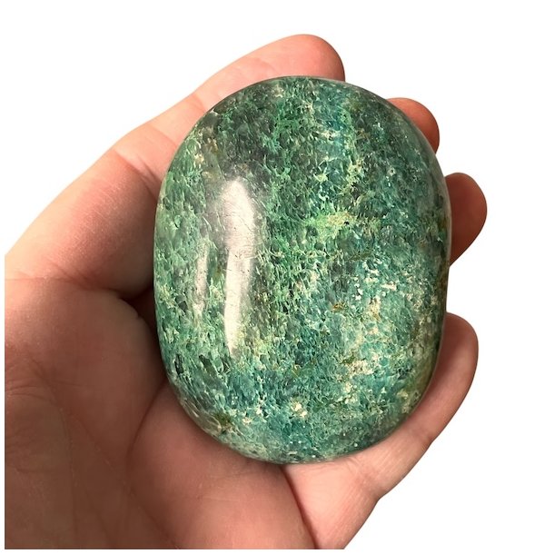 Meget smuk gr�n chrysocolla h�ndsten � unik palmstone p� 6,6 x 5 x 3,3 cm