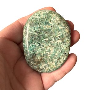 Meget smuk gr�n chrysocolla h�ndsten � unik palmstone p� 6,5 x 5 x 2,2 cm