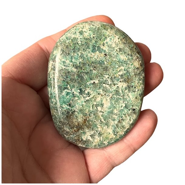Meget smuk gr�n chrysocolla h�ndsten � unik palmstone p� 6,5 x 5 x 2,2 cm