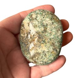Meget smuk grn chrysocolla hndsten  unik palmstone p 6,5 x 5 x 2,2 cm