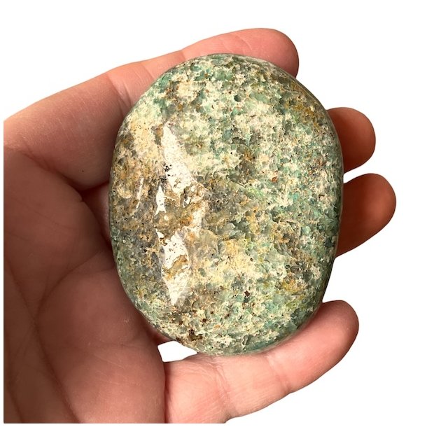 Meget smuk gr�n chrysocolla h�ndsten � unik palmstone p� 6,5 x 5 x 2,2 cm