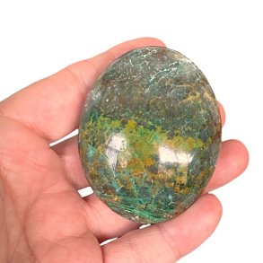 Meget smuk grn chrysocolla hndsten  unik palmstone p 6,1 x 5 x 3 cm