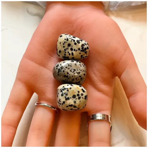 Dalmatiner Jaspis Lommesten 2,5 cm  Unik Krystal til Balance, Energi og Harmoni