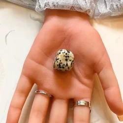 Dalmatiner Jaspis Lommesten 2,5 cm  Unik Krystal til Balance, Energi og Harmoni