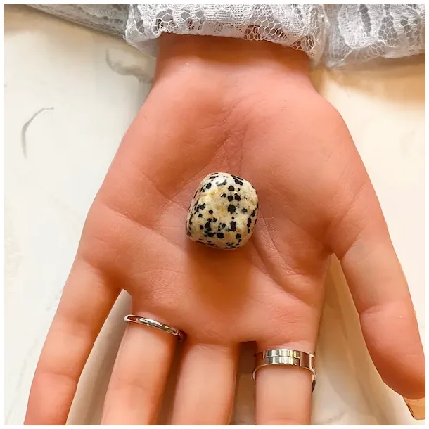 Dalmatiner Jaspis Lommesten 2,5 cm  Unik Krystal til Balance, Energi og Harmoni