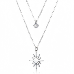 Smuk spirituel dobbelthalskde i rustfrit stl med stjerne og rund rhinsten