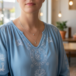 Smuk spirituel dobbelthalskde i rustfrit stl med stjerne og rund rhinsten