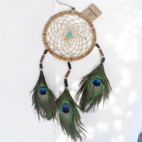 Hndlavet Drmmefanger med Bambus, Pfuglefjer og Howlitperle