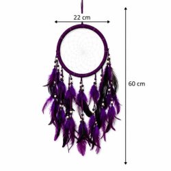 Lilla dr�mmefanger med p�fuglefjer med dimensioner