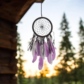 Smuk H�ndlavet Dr�mmefanger med �gte Fjer 21 x 65 cm � Jordens Visdom