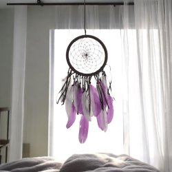 Smuk Hndlavet Drmmefanger med gte Fjer 21 x 65 cm  Jordens Visdom