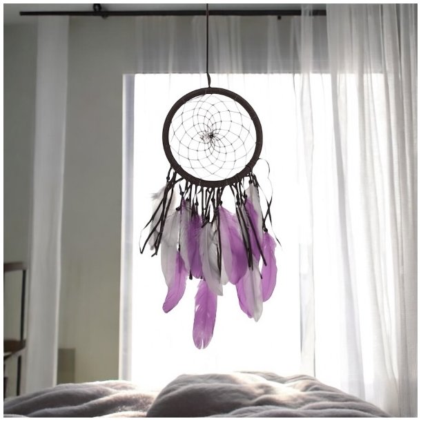 Smuk Hndlavet Drmmefanger med gte Fjer 21 x 65 cm  Jordens Visdom