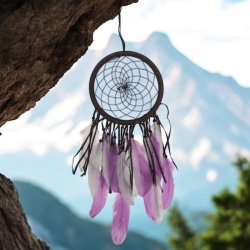 Smuk Hndlavet Drmmefanger med gte Fjer 21 x 65 cm  Jordens Visdom