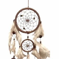H�ndlavet dr�mmefanger med fjer og kokos � naturdesign 50 cm