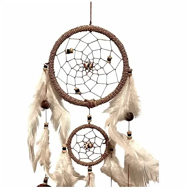 H�ndlavet dr�mmefanger med fjer og kokos � naturdesign 50 cm