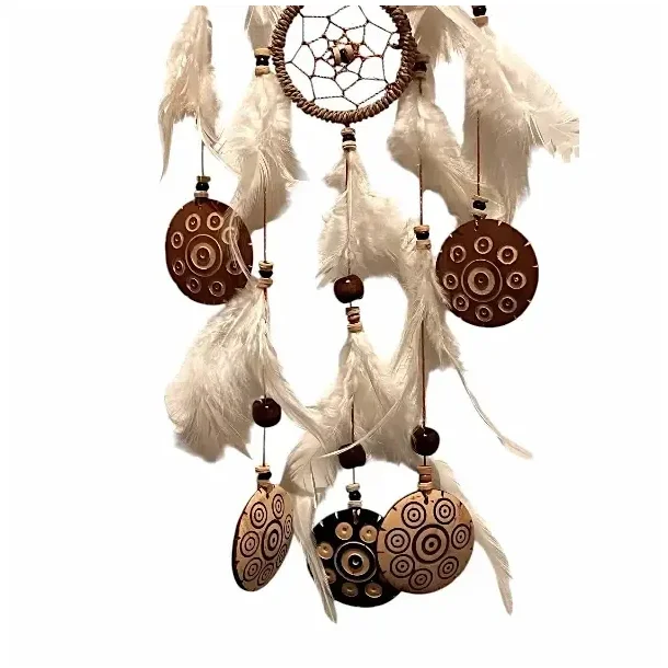 H�ndlavet dr�mmefanger med fjer og kokos � naturdesign 50 cm