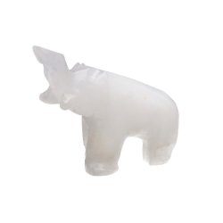 Unik Elefantfamilie i Hvid Calcit  6 Smukke Polerede Figurer til Dekoration