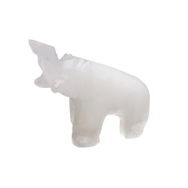 Unik Elefantfamilie i Hvid Calcit  6 Smukke Polerede Figurer til Dekoration