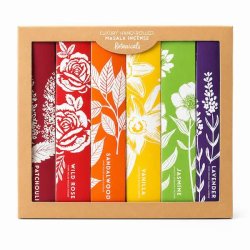 Elements Botanicals luksus h�ndrullede masala r�gelsespinde med 84 r�gelsespinde p� hvid baggrund.