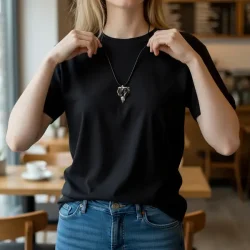 Elite Shungit Vedhng  3,1 x 2,4 cm med Vokset Sort Snre