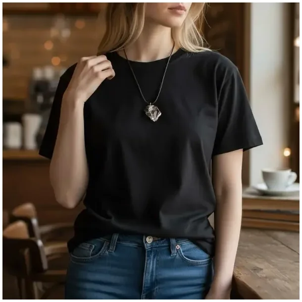 Elite Shungit Vedhng  2,6 x 2 cm med Vokset Sort Snre