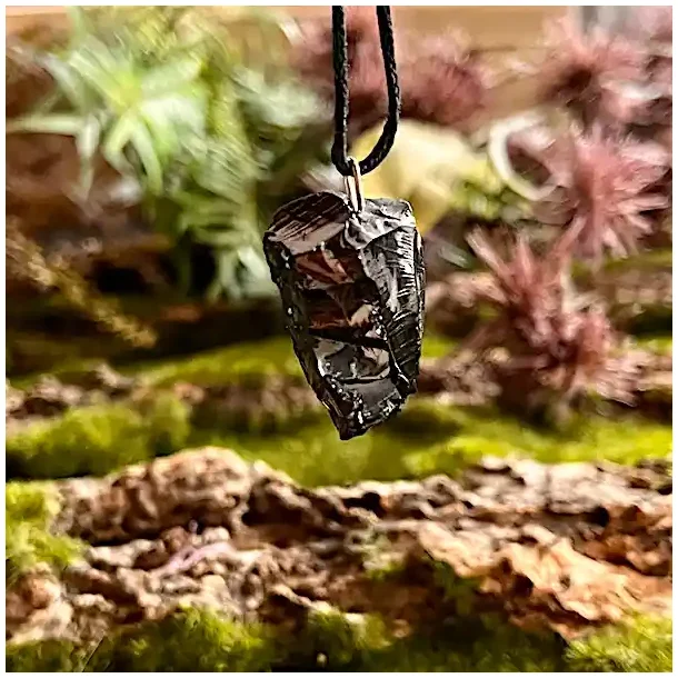 Elite Shungit Vedhng  2,9 x 1,8 cm med Vokset Sort Snre