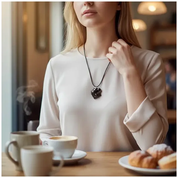 Elite Shungit Vedhng  2,6 x 2,5 cm med Vokset Sort Snre