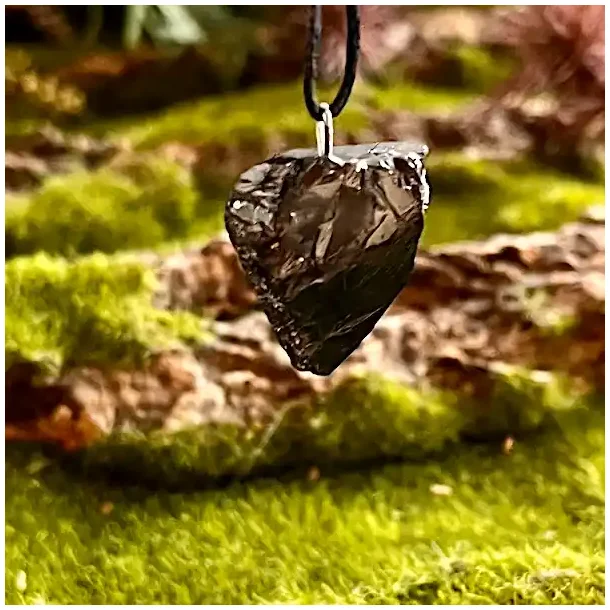 Elite Shungit Vedhng  2,7 x 2,4 cm med Vokset Sort Snre