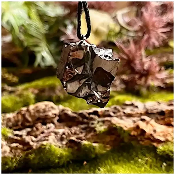 Elite Shungit Vedhng  3,1 x 2,2 cm med Vokset Sort Snre