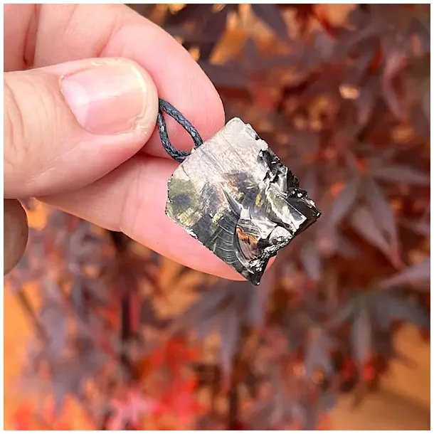 Elite Shungit Vedhng  2,2 x 2 cm med Vokset Sort Snre