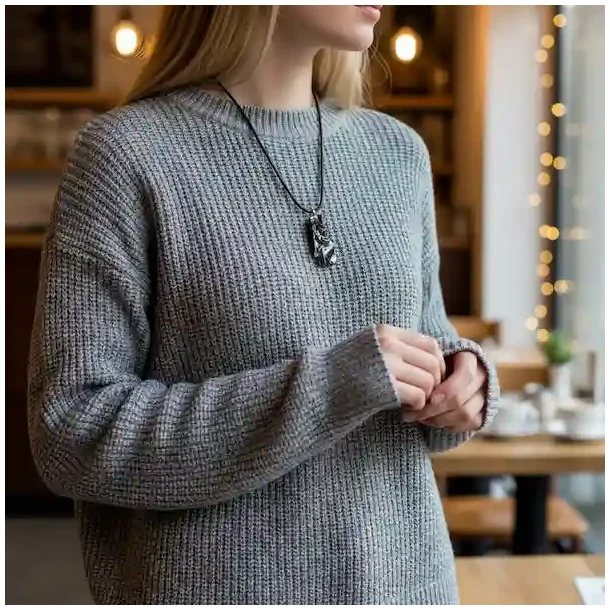 Elite Shungit Vedhng  4 x 2 cm med Vokset Sort Snre