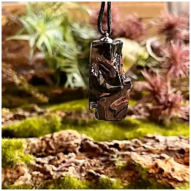 Elite Shungit Vedhng  4 x 2 cm med Vokset Sort Snre