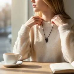 Elite Shungit Vedhng  3,3 x 1,7 cm med Vokset Sort Snre