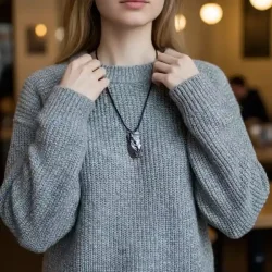 Elite Shungit Vedhng  3,8 x 2 cm med Vokset Sort Snre