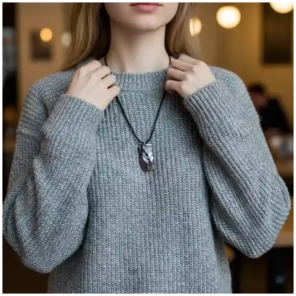 Elite Shungit Vedhng  3,8 x 2 cm med Vokset Sort Snre