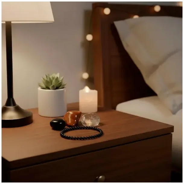 Energiens Vogter med Sort Onyx Armb�nd og Beskyttende Krystaller